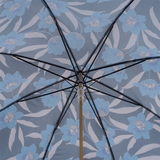 Automatic blue flower leather handle handmade Italian umbrella view