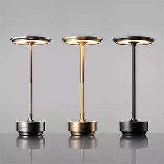 Disk-shaped touch lamp front view — adjustable brightness LED