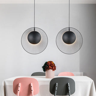 Modern black metal pendant lamp in contemporary dining room