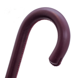 Flowered handmade Italian leather handle automatic umbrella handle close-up