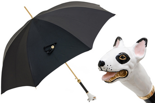 Enameled brass bull terrier handmade Italian automatic gift box umbrella front