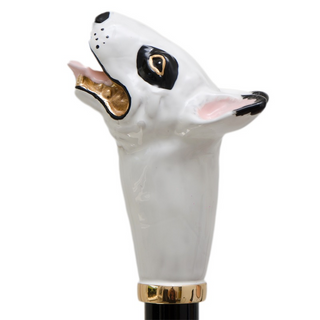 Enameled brass bull terrier handmade Italian umbrella detail