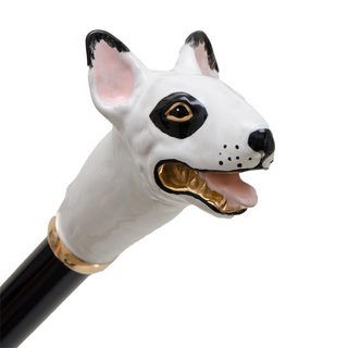 Enameled brass bull terrier handmade Italian umbrella canopy detail