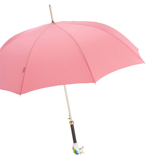 Enameled brass automatic luxury handmade Italian rain umbrella side