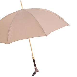 Luxury automatic handmade Italian brass handle polyester umbrella side
