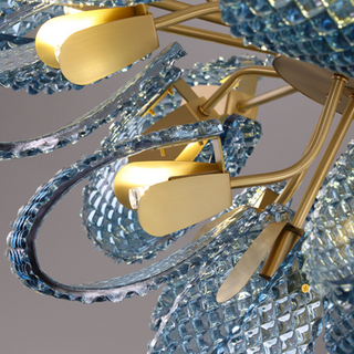 Blue copper glass chandelier luxury ceiling pendant dining