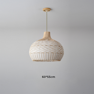 Suspension en rotin – Lampe suspendue tissée à la main avec câble de suspension réglable