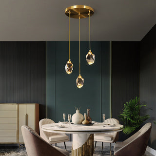 Crystal chandelier top view — modern raindrop gold pendant