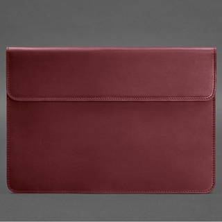 leather laptop sleeve universal magnetic flap closure genuine case angle view