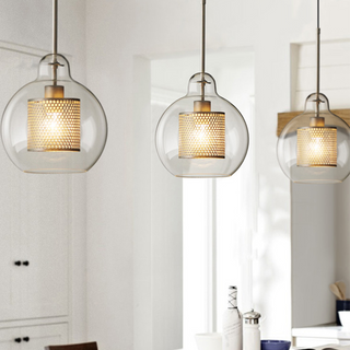 Suspension en verre – Suspension moderne avec longueur réglable et finition dorée
