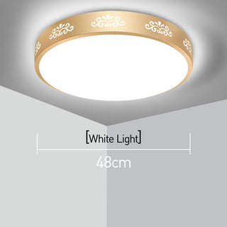 Gold Flush Mount Light - Vintage Round Ceiling Fixture With Warm Gold Finish