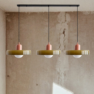 Three-head glass pendant — Bauhaus dining room chandelier