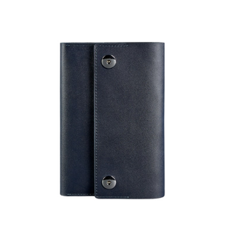 leather bound notebook a5 soft cover pen holder business card slots front view