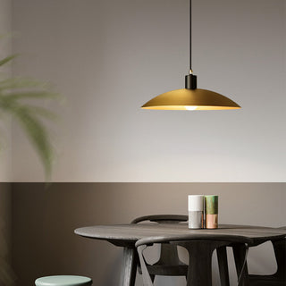 Brass bell shade pendant light — vintage dining room ceiling lamp