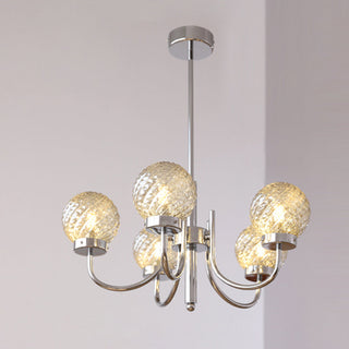 Glass Ball Chandelier – Modern Iron & Glass Fixture | Luxury Bedroom Lighting