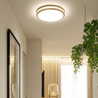 Round wooden ceiling lamp vintage – warm wood finish