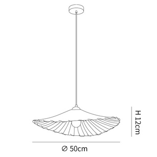 Vintage Pendant Light - Lotus Leaf Fabric Shade | Adjustable Cord | E27 Bulb