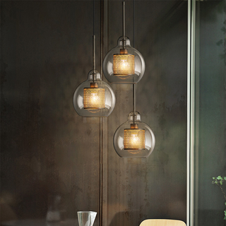 Modern pendant with gold finish and adjustable glass shade