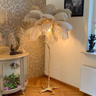 Luxury resin feather lamp — maple leaf design setting