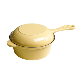 enamel cast iron pan all in one pot non-stick coating single handle front view