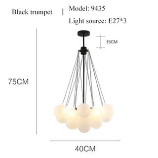 Glass bubble chandelier frosted spheres soft glow interior