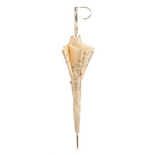 Ivory sketch handmade Italian double cloth jeweled umbrella close-up