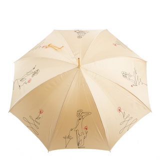 Ivory sketch handmade Italian double cloth jeweled umbrella detail