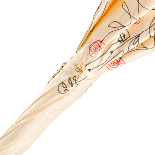 Ivory sketch handmade Italian double cloth jeweled umbrella top view