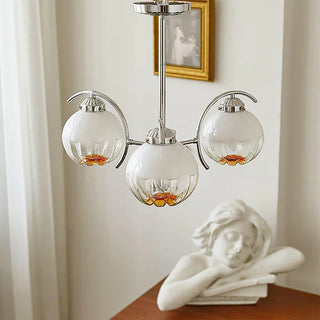 Flower chandelier detail — modern glass LED filament warm