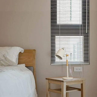 Modern Nordic table lamp illuminated — LED touch warm