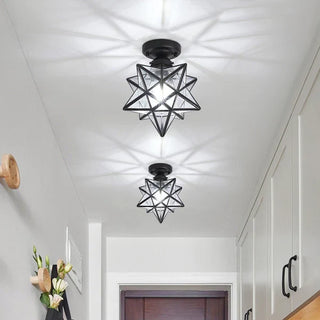 Modern metal star ceiling fixture, semi-flush mini dining