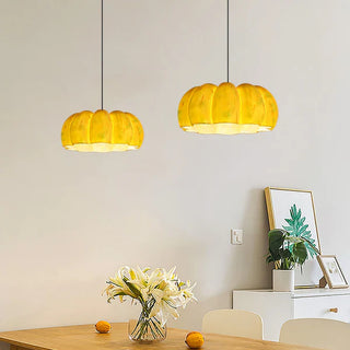 Resin pendant side angle — eco pumpkin kitchen island lamp