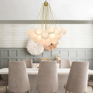 Frosted glass bubble pendant chandelier soft glow ceiling