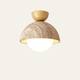 Industrial yellow ceiling lamp stone finish – dining installed