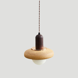 Vintage ceramic frosted pendant in interior — small cozy lamp