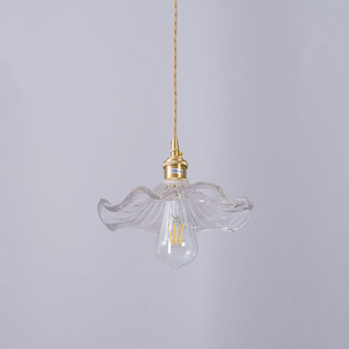 Suspension en verre Hibiscus – Abat-jour en verre cannelé | Fixation en laiton brossé