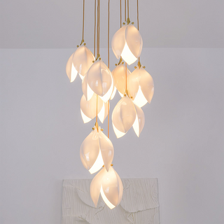 Multi-head bloom pendant top view — creative dining fixture