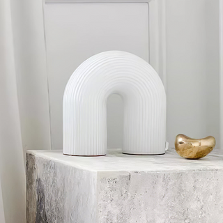 Modern arch desk light — white metal LED glass