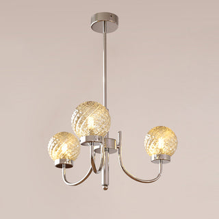 Modern glass ball chandelier ambient — iron luxury warm glow