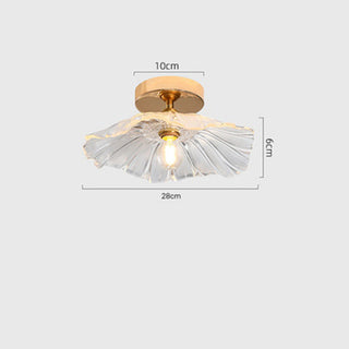 Glass Ceiling Light - Semi Flush Mount Copper Frame Mini Ceiling Lamp