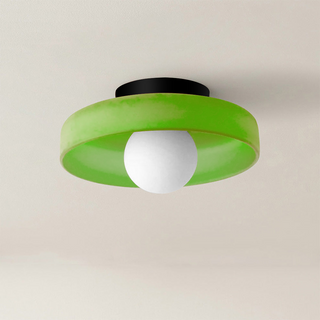 Glass round flush mount ceiling light – modern island kitchen design