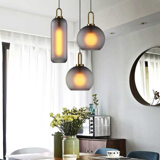 Modern glass pendant lamp detail — adjustable single bulb ceiling