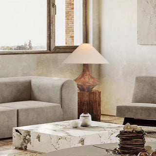 Ancient stone table lamp side — handcrafted rustic detail