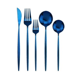 stainless steel cutlery casa sardinia blue 24 piece rustproof flatware front view