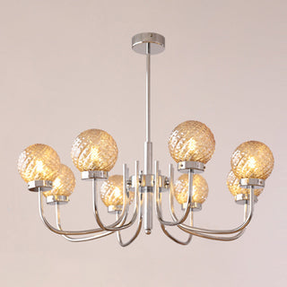 Modern iron glass ball chandelier side — luxury bedroom warm glow