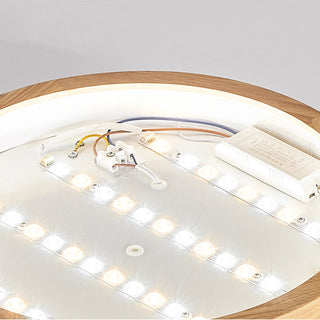 Round LED wood ceiling light natural – frame living room