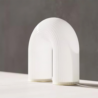 Modern arch white LED lamp — metal glass warm