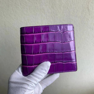 men's leather wallet haven luxury italian crocodile pattern rfid blocking billfold top view