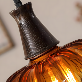 Suspension en verre ambré – Lampe rétro en forme de fleur avec abat-jour décoratif