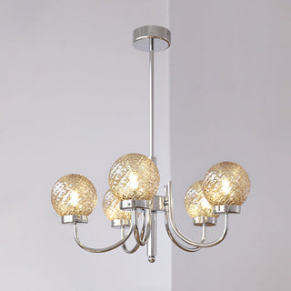 Glass ball chandelier side view — iron modern luxury warm